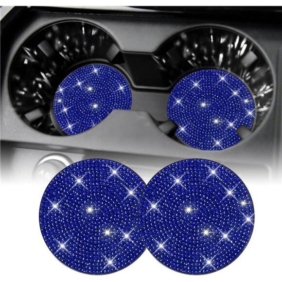 COPY - Blue Car Cup Coasters Bling 2-Pack Universal Non-Slip Cup Vehicle Diamond - Picture 1 of 7